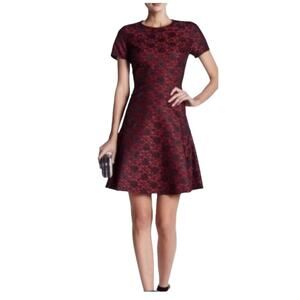 NWT Betsey Johnson Red and Black Lace Fit and Flare Skater Dress-14